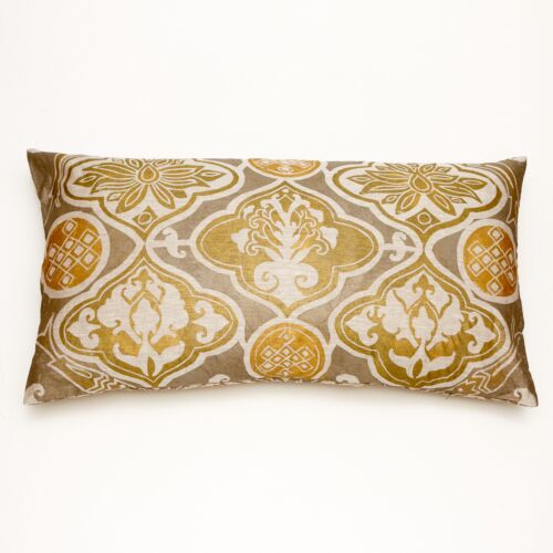 Mirella Lotus Tiles Linen Pillow 18x33"