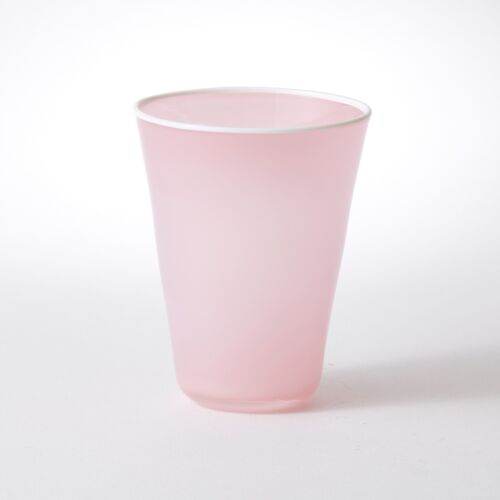 Artisan Glass Opak Tumbler Rose Pink & White Rim
