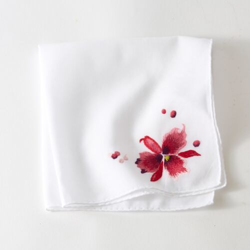 D. Porthault Handkerchief Embroidered Orchidee