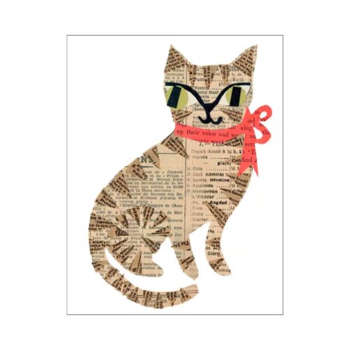 Paste Stationery Cat with Bow Card