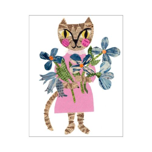 Paste Stationery Floral Cat Girl Card