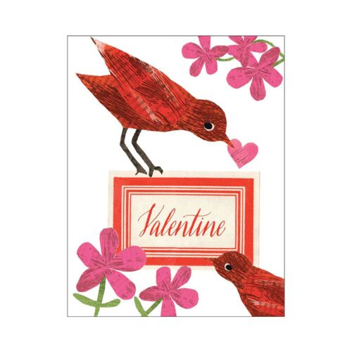     Paste Stationery Valentine with Bird Card