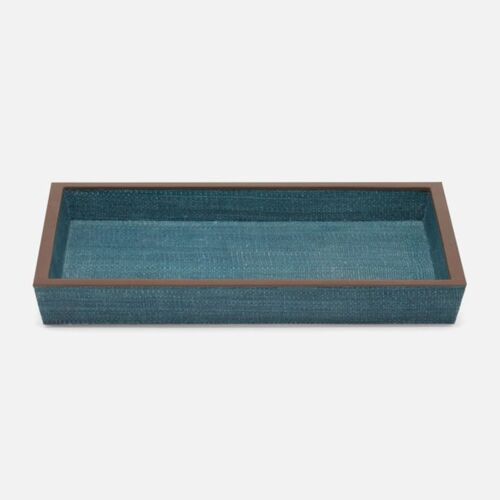 Pigeon & Poodle Maranello Teal Abaca & Brown Resin Tray