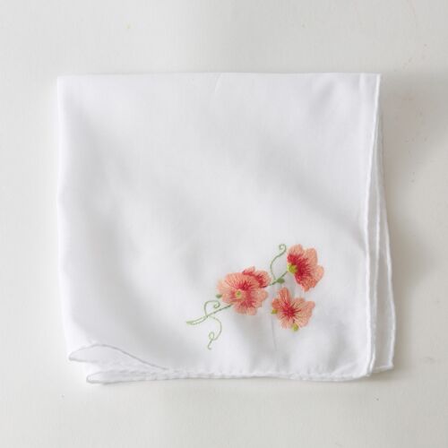 D. Porthault Handkerchief Embroidered Pois De Senteur Pink