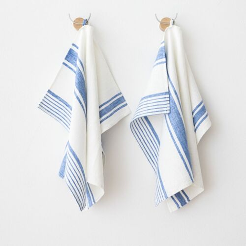 Tuscany Blue Linen Hand Towel