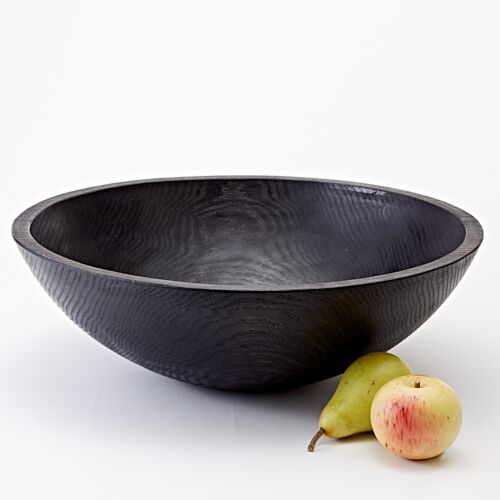 Wood Serving Bowl Ebonized Black Large