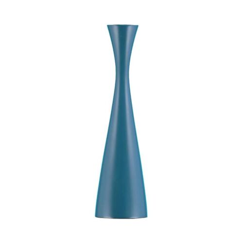 Wooden Candle Holder Petrol Blue Tall