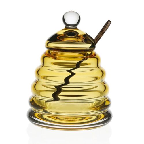 WYC Glass Honeycomb Honey Jar & Spoon