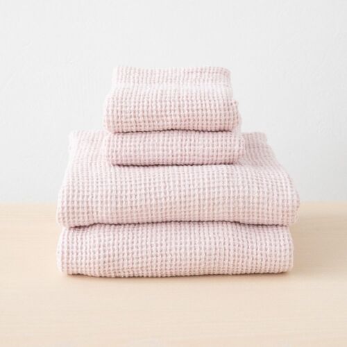 Linen Washed Waffle Rosa Towel Collection