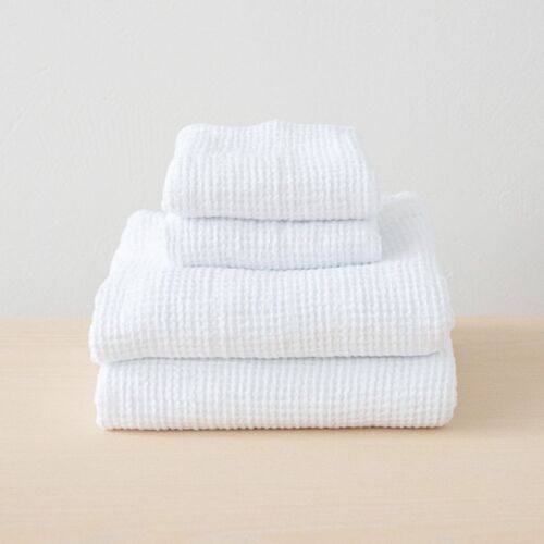 Linen Washed Waffle White Towel Collection