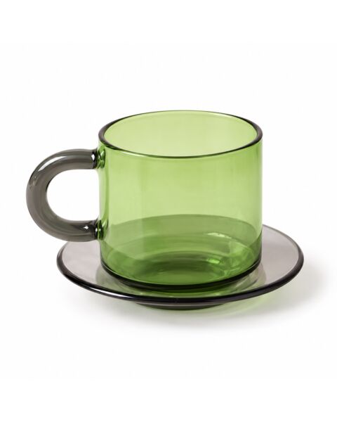 Artisan Glass Espresso Cup & Saucer Set Green