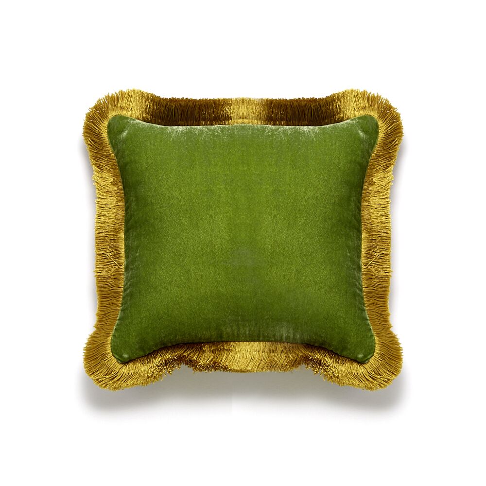 Anke Drechsel Silk Velvet Pillow with Fringe 10.5
