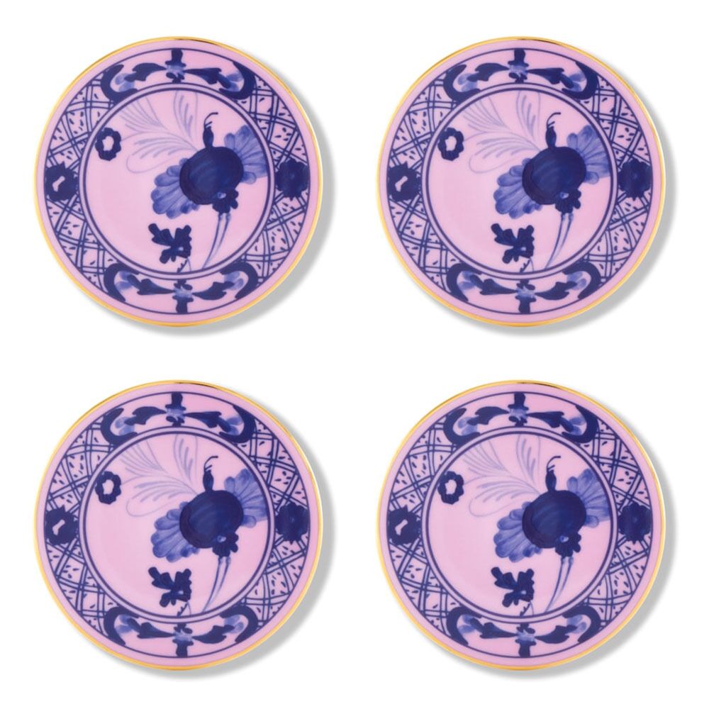 Ginori Oriente Italiano Azalea Gold Rim Coaster Set/4