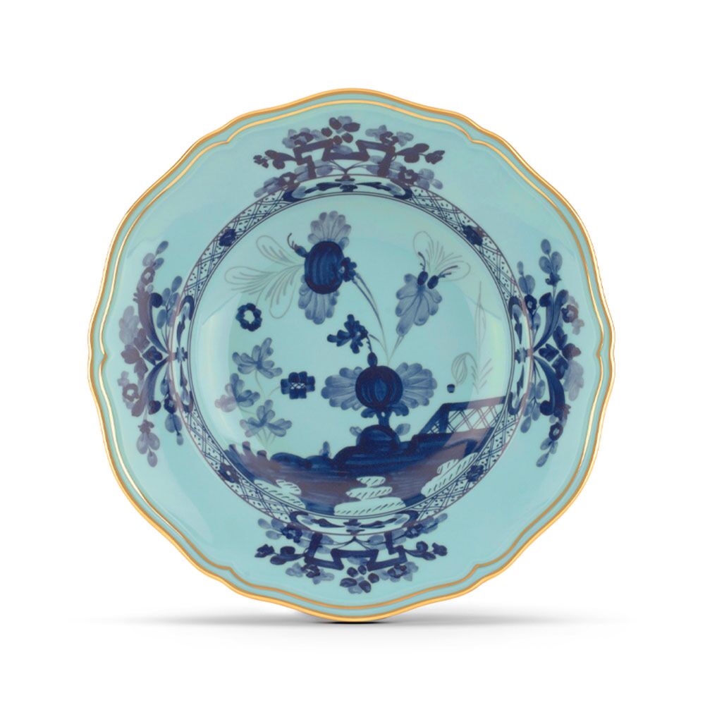 Ginori Oriente Italiano Iris Gold Rim Soup Plate