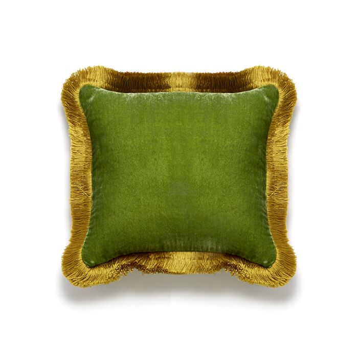 Anke Drechsel Silk Velvet Pillow with Fringe 10.5