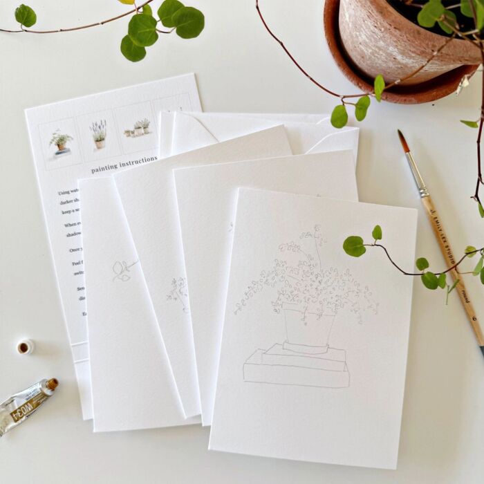 Emily Lex Paintable Notecard Set/8 Potted Plants