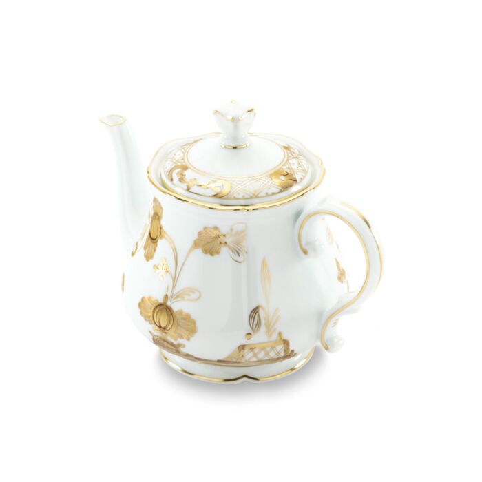 Ginori Oriente Italiano Aurum Gold Rim Teapot