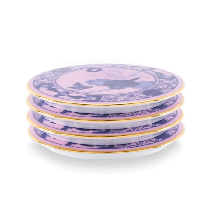 Ginori Oriente Italiano Azalea Gold Rim Coaster Set/4