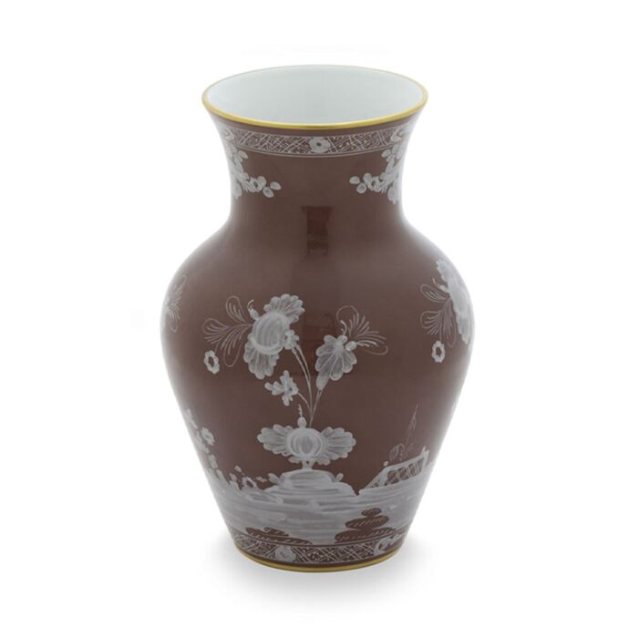 Ginori Oriente Italiano Castagna Gold Rim Ming Vase