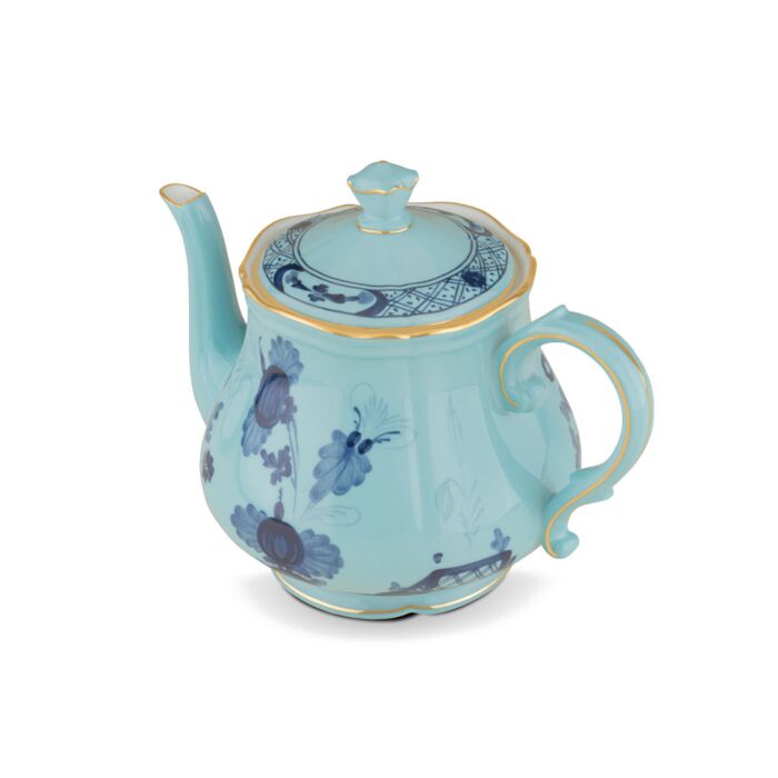 Ginori Oriente Italiano Iris Gold Rim Teapot