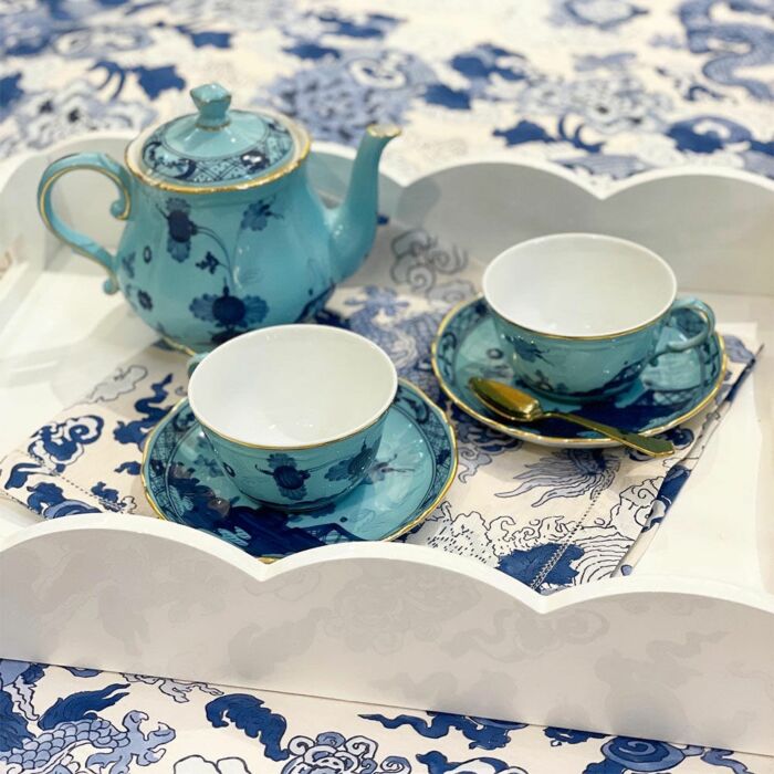 Ginori Oriente Italiano Iris Gold Rim Teapot