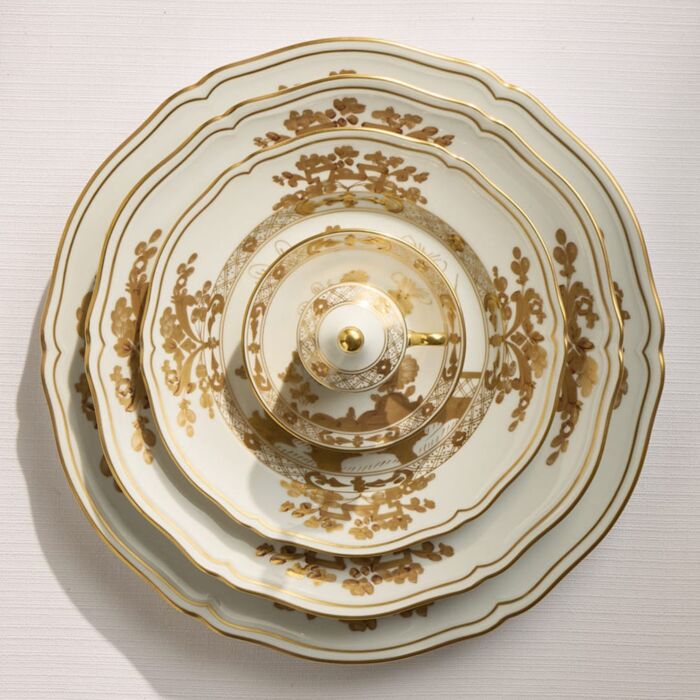 Ginori Oriente Italiano Aurum Gold Rim Soup Plate