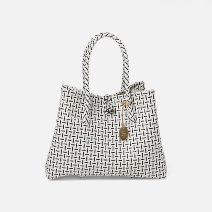 Pigeon & Poodle Izmir White & Brown Shopper Bag Small