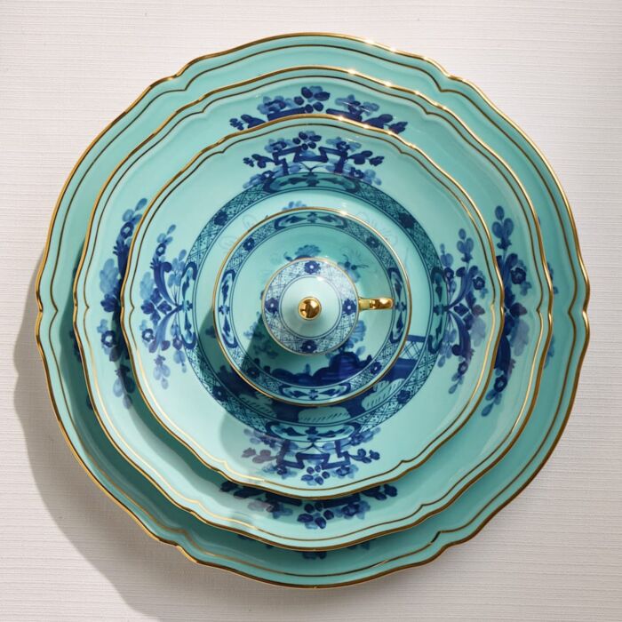 Ginori Oriente Italiano Iris Gold Rim Charger Plate