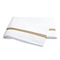 Matouk Lowell White & Champagne Twin Flat Sheet  - 74x112