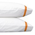 Matouk Lowell White & Tangerine Standard Pillowcase/Pair - 21x33
