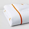 Matouk Lowell White & Tangerine Twin Duvet Cover - 70x90