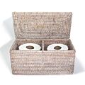 Matahari Rattan Whitewash Double Toilet Paper Holder - 12x5.75x5.75