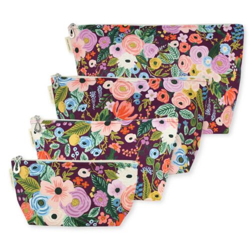 Dana Herbert Burgundy Garden Party Cosmetic Bags