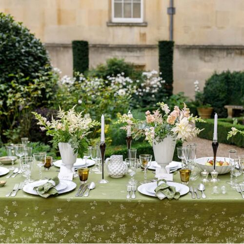  Summerill & Bishop Falling Flower Green Tablecloth