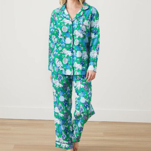 Printfresh Fancy Cat Green Juice Pajama Set