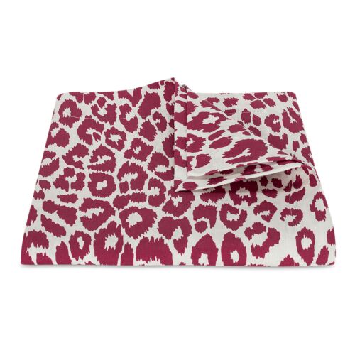 Matouk Iconic Leopard Crimson Tablecloth