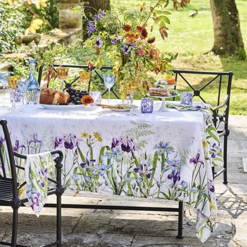 French Iris D'Hiver Blanc Tablecloth