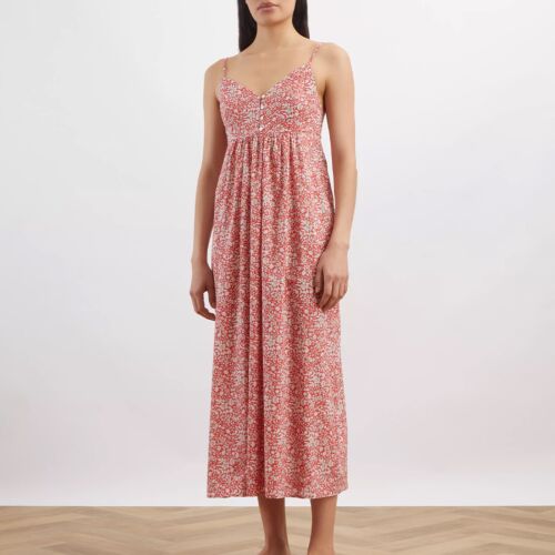      Liberty Lizzy Red Tana Lawn Cotton Chemise Dress