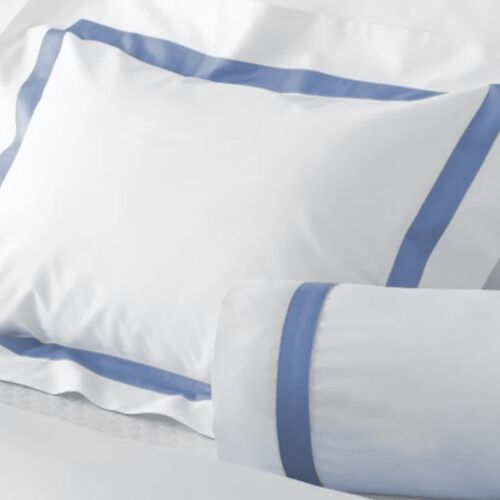  Matouk Lowell White & Azure Bed Collection
