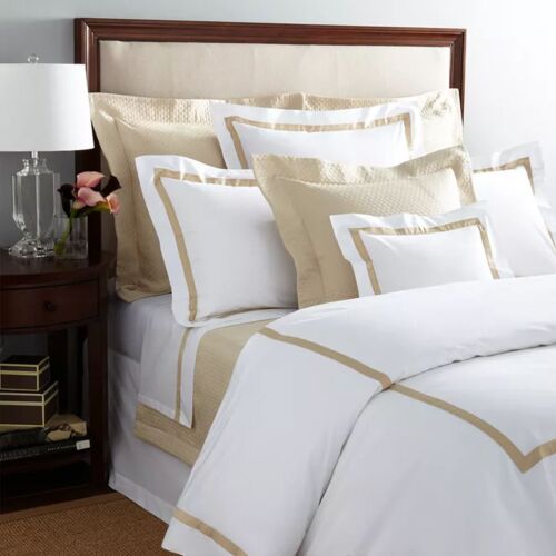 Matouk Lowell White & Champagne Bed Collection