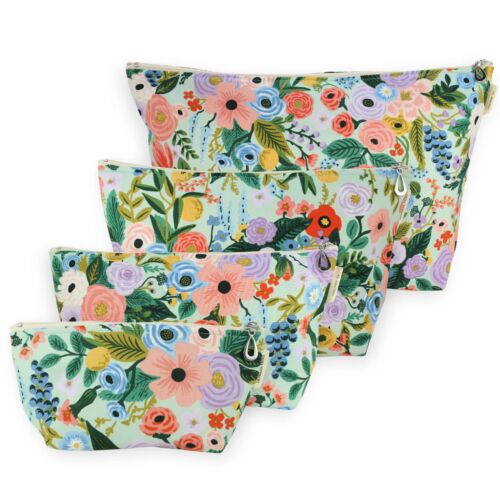 Dana Herbert Mint Garden Party Cosmetic Bags