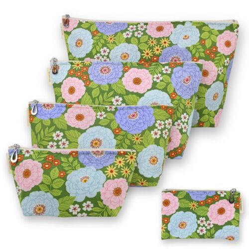 Dana Herbert Cosmetic Bags & Coin Purse Floral on Green