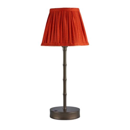 Addison Ross Orange Scallop Lampshade with Bamboo Bronze Base