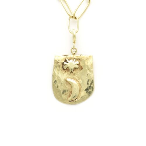 18K Gold-Dipped Bee & Moon Charm Pendant
