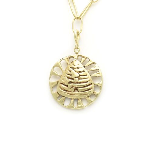 18K Gold-Dipped Bee Hive In The Sun Charm Pendant