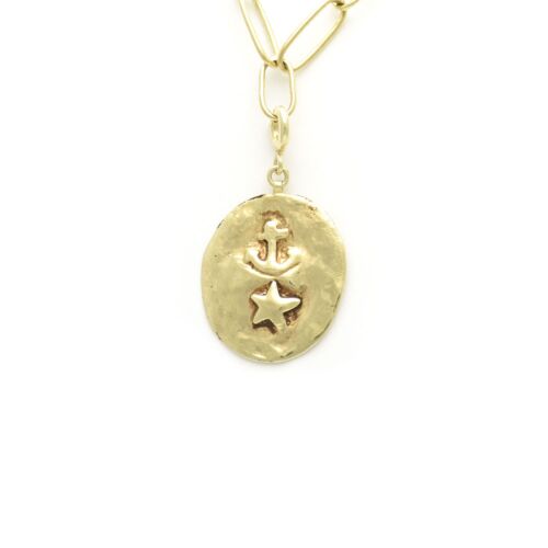 18K Gold-Dipped Anchor & Star Charm Pendant