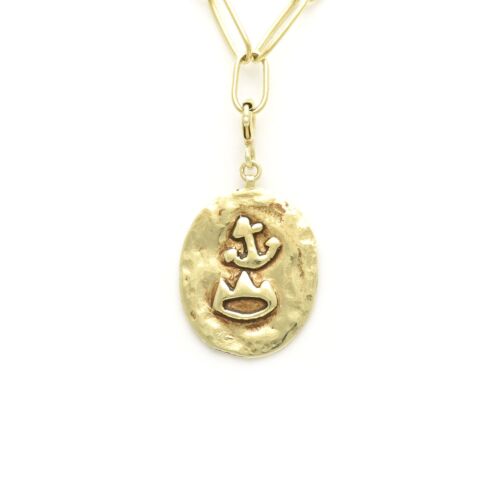 18K Gold-Dipped Anchor & Crown Charm Pendant