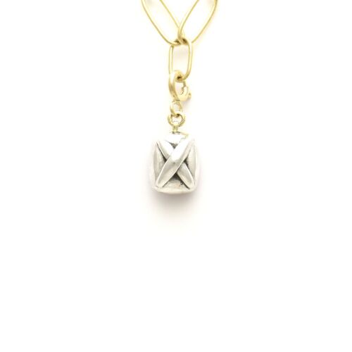 18K Gold-Dipped Silver X Reversible Blue Stone Pendant