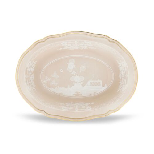   Ginori Oriente Italiano Meringa Gold Rim Deep Oval Bowl