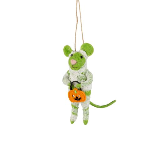   Halloween Ornament Felt Mouse Mummy